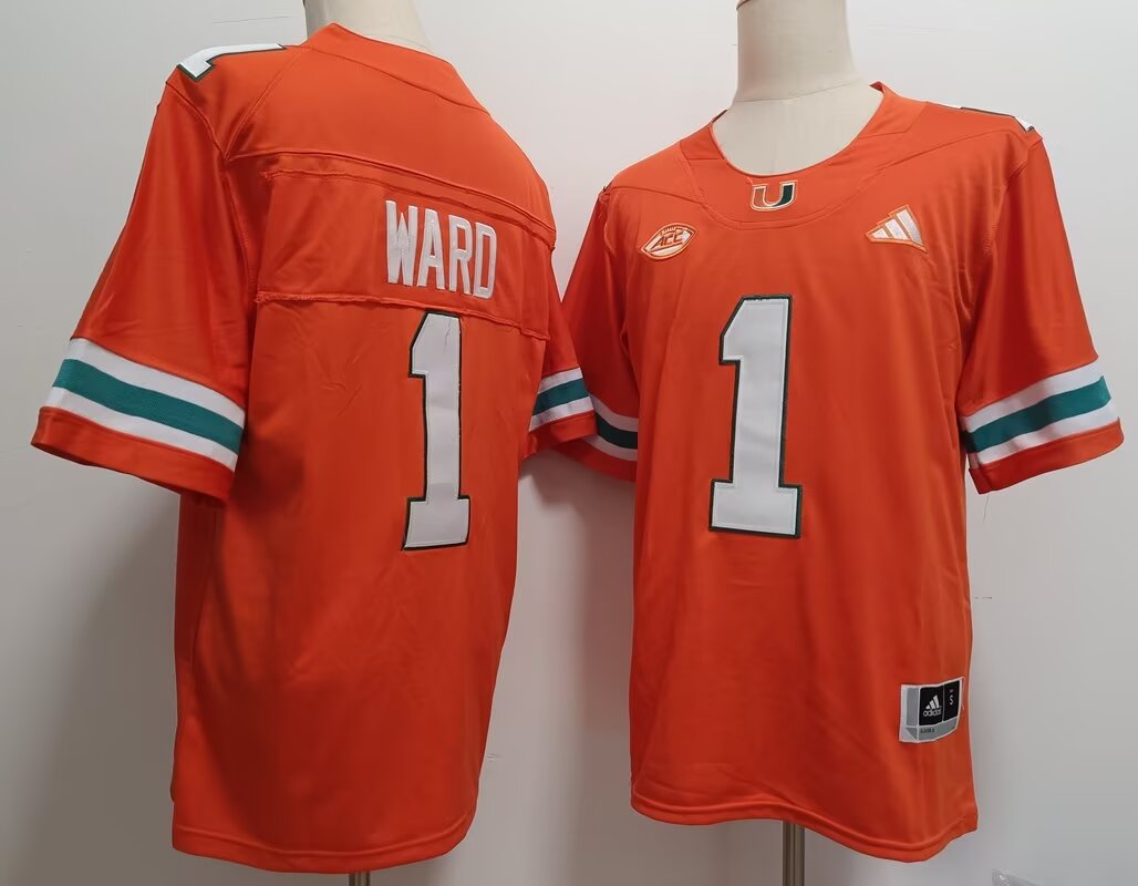 Men Miami Hurricanes #1 Ward orange 2024 Nike NCAA jersey